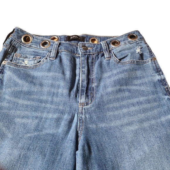 Buffalo David Bitton rivets blue girlfriend high Rise relaxed  jeans UNIQUE - Picture 6 of 10